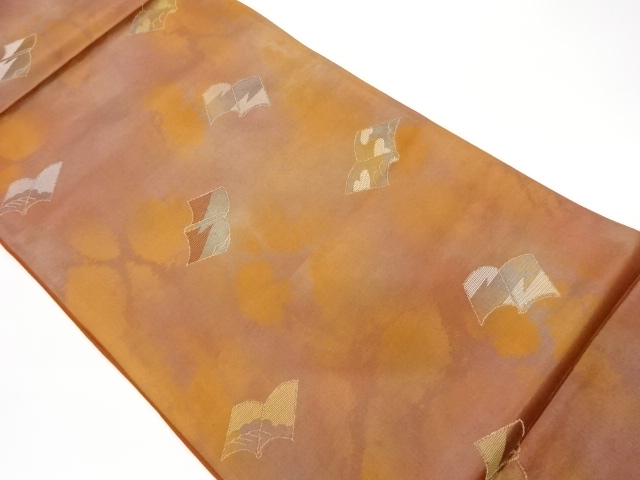 リサイクル　引箔書物柄模様織出し袋帯